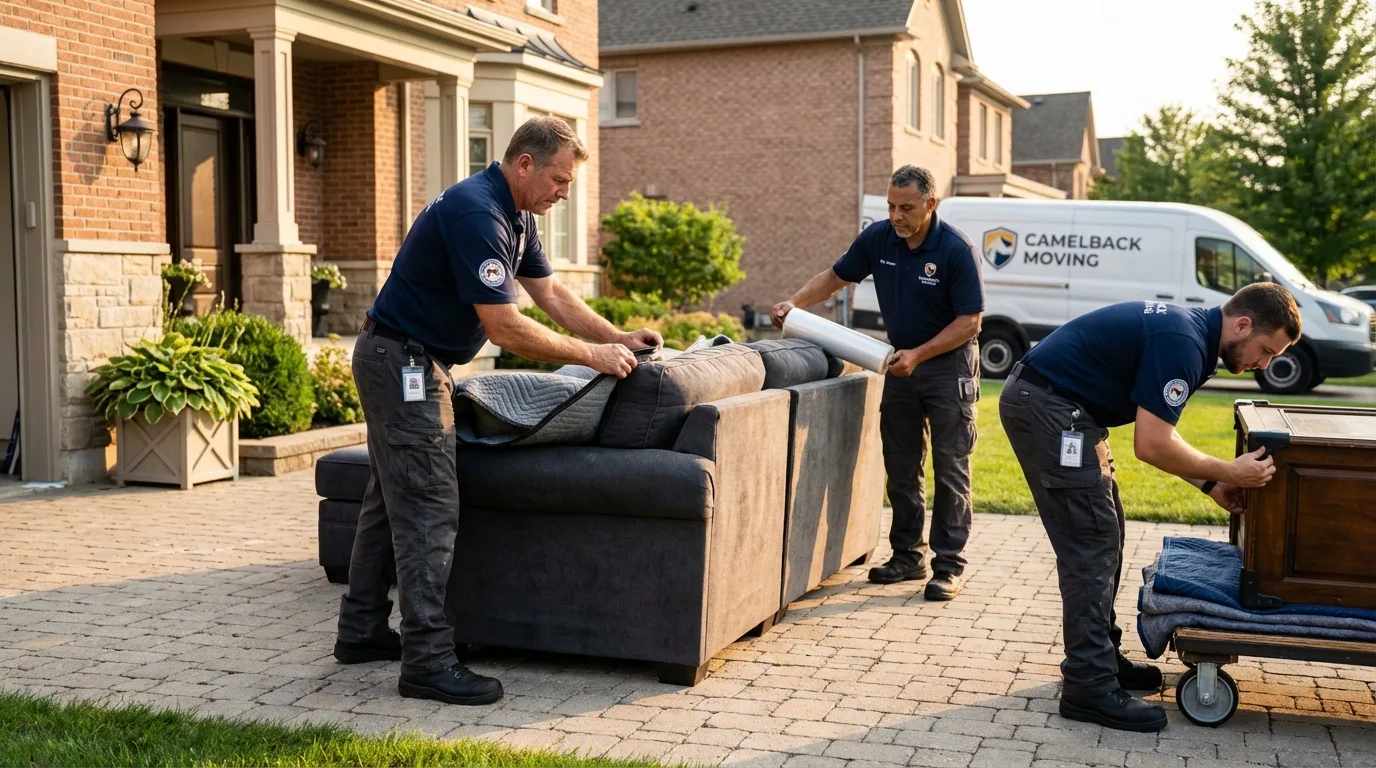 Large estate moving crew wrapping furniture in Dublin, CA